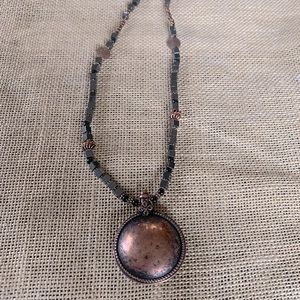 Copper and Black beaded 18” necklace